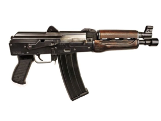 Zastava ZPAP85 AK Pistol 5.56 NATO/223, 10" Chrome Lined Barrel, Dark Wood, Buldged Trunnion 30rd Mag1.5 mm receiver , chrome lined barrel