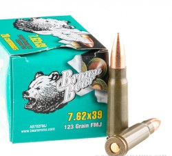 20 Rounds of 7.62x39mm Ammo by Brown Bear - 123gr FMJ