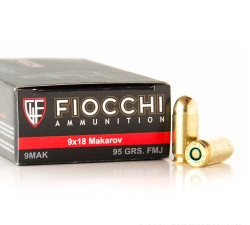 50 Rounds of 9x18mm Makarov Ammo by Fiocchi - 95gr FMJ