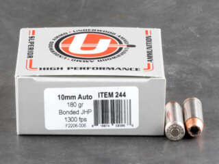 10mm 180 grain JHP @ 1,300fps.
